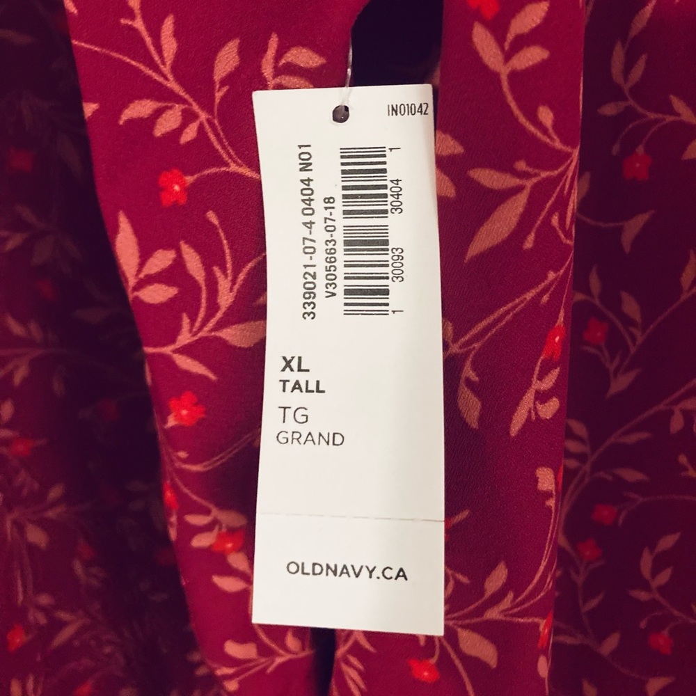 NWTS Old Navy Red Floral Dress Comfy Cottagecore Dress Women’s Size XL Tall - Picture 7 of 8